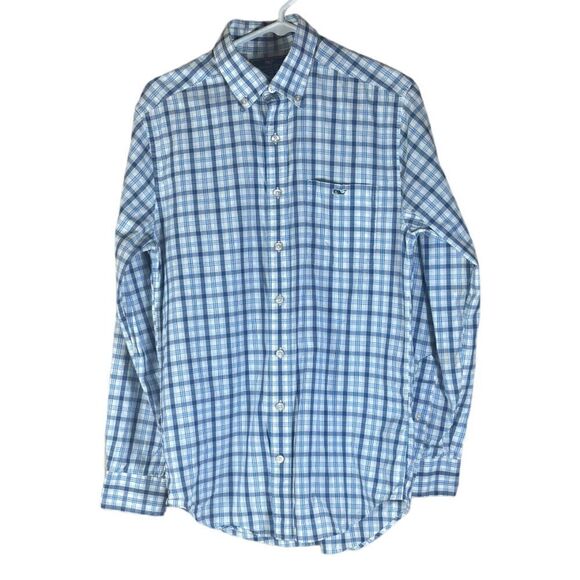 Vineyard Vines Button Front Blue Slim Fit Tucker Shirt Size Small - Picture 1 of 8